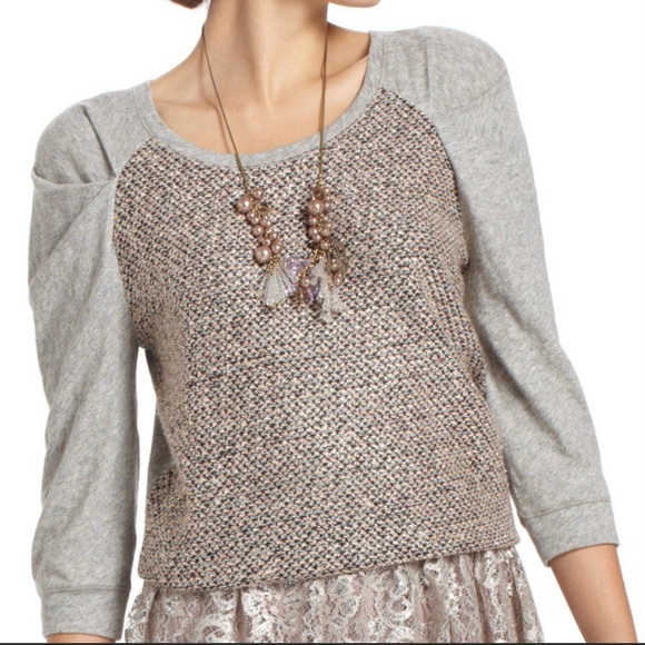 Anthropologie Tops - SOLD-Anthropologie Loop Knit Mixed Media Top